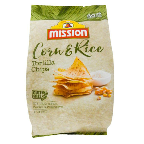 MISSION CHIPS CORN & RICE 170G